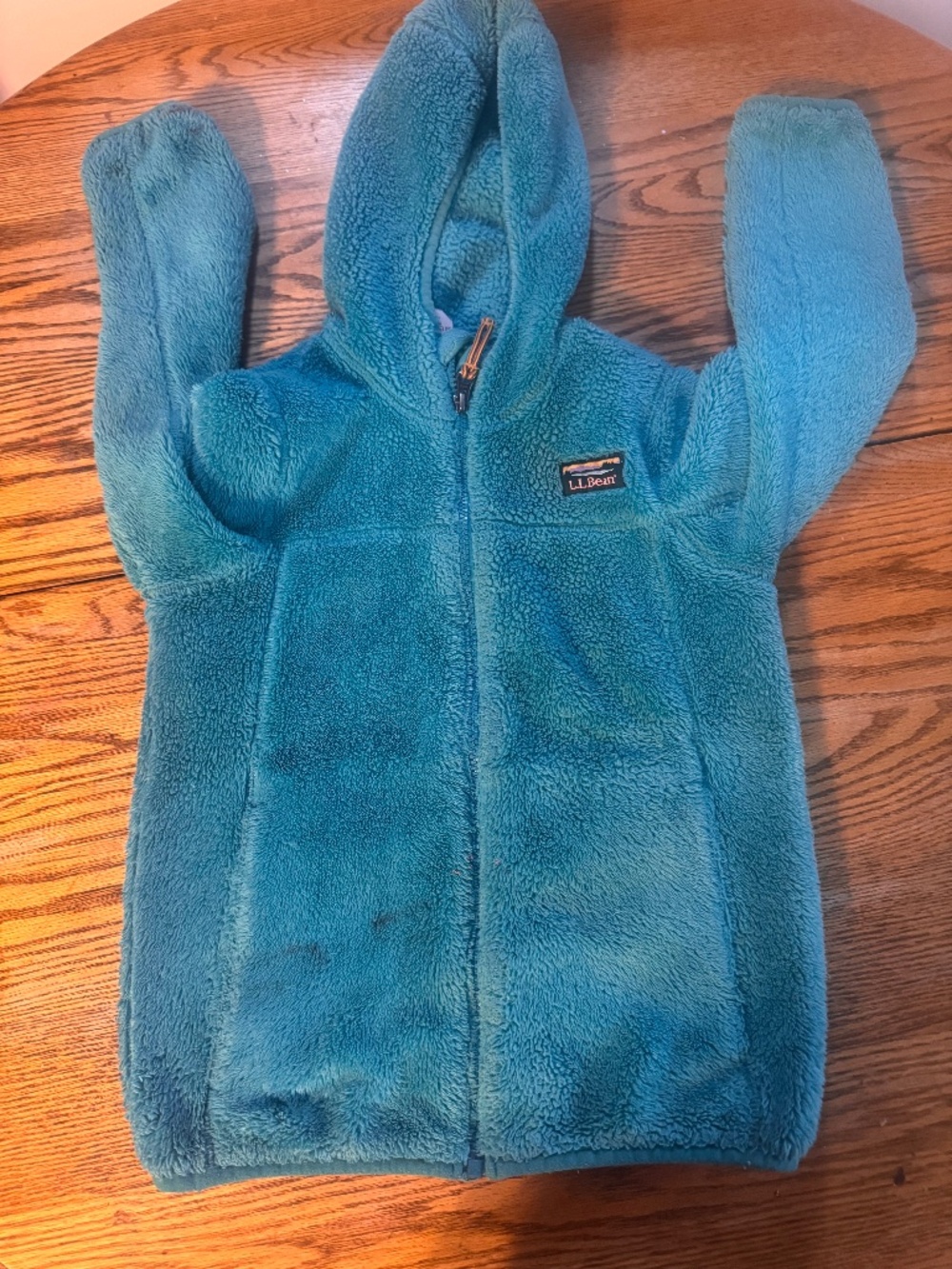 L.L. Bean Teal Hooded Fleece Jacket for Kids size 8 girls